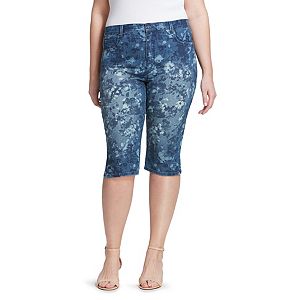 Plus Size Gloria Vanderbilt Amanda Floral Skimmer Capri Jeans