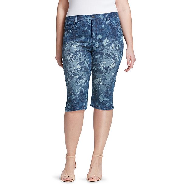 Plus Size Gloria Vanderbilt Amanda Floral Skimmer Capri Jeans