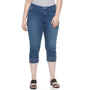 Plus Size Gloria Vanderbilt Jordyn Embroidered Hem Capri Jeans
