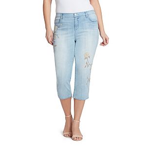 Plus Size Gloria Vanderbilt Jordyn Embroidered Capri Jeans