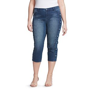 Plus Size Gloria Vanderbilt Jordyn Embroidered Capri Jeans