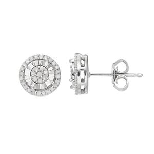 Sterling Silver 1/4 Carat T.W. Diamond Cluster Stud Earrings