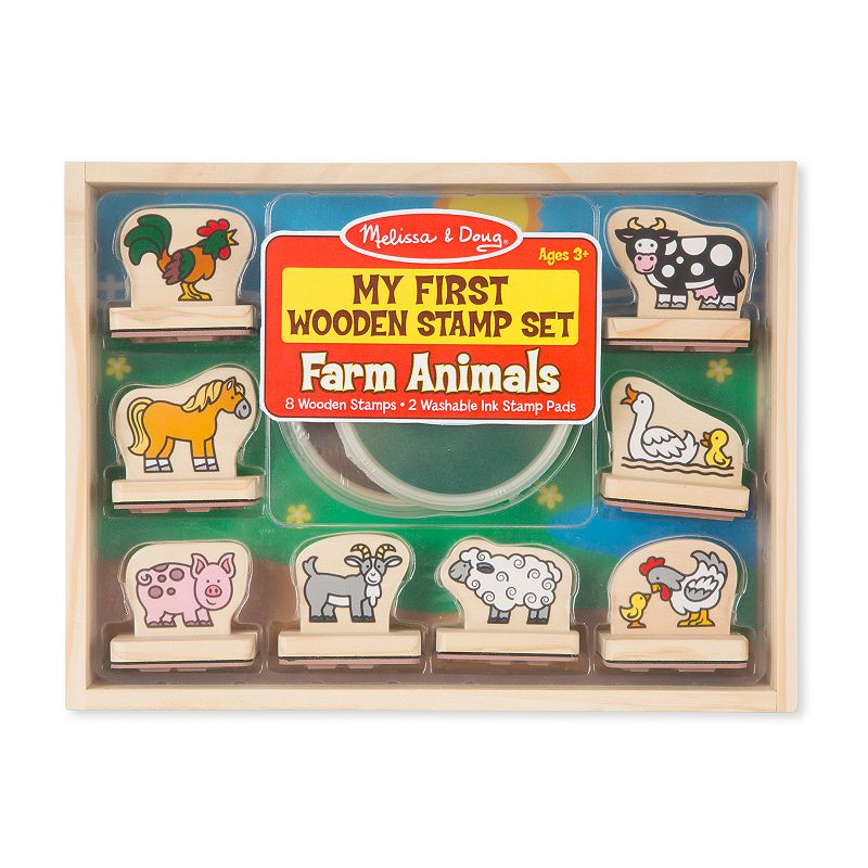 Melissa & Doug My First Wooden Stamp Farm Animals Set, Multicolor
