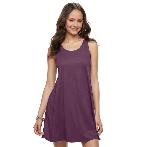 Juniors' Pink Republic Faux-Suede Fit & Flare Dress