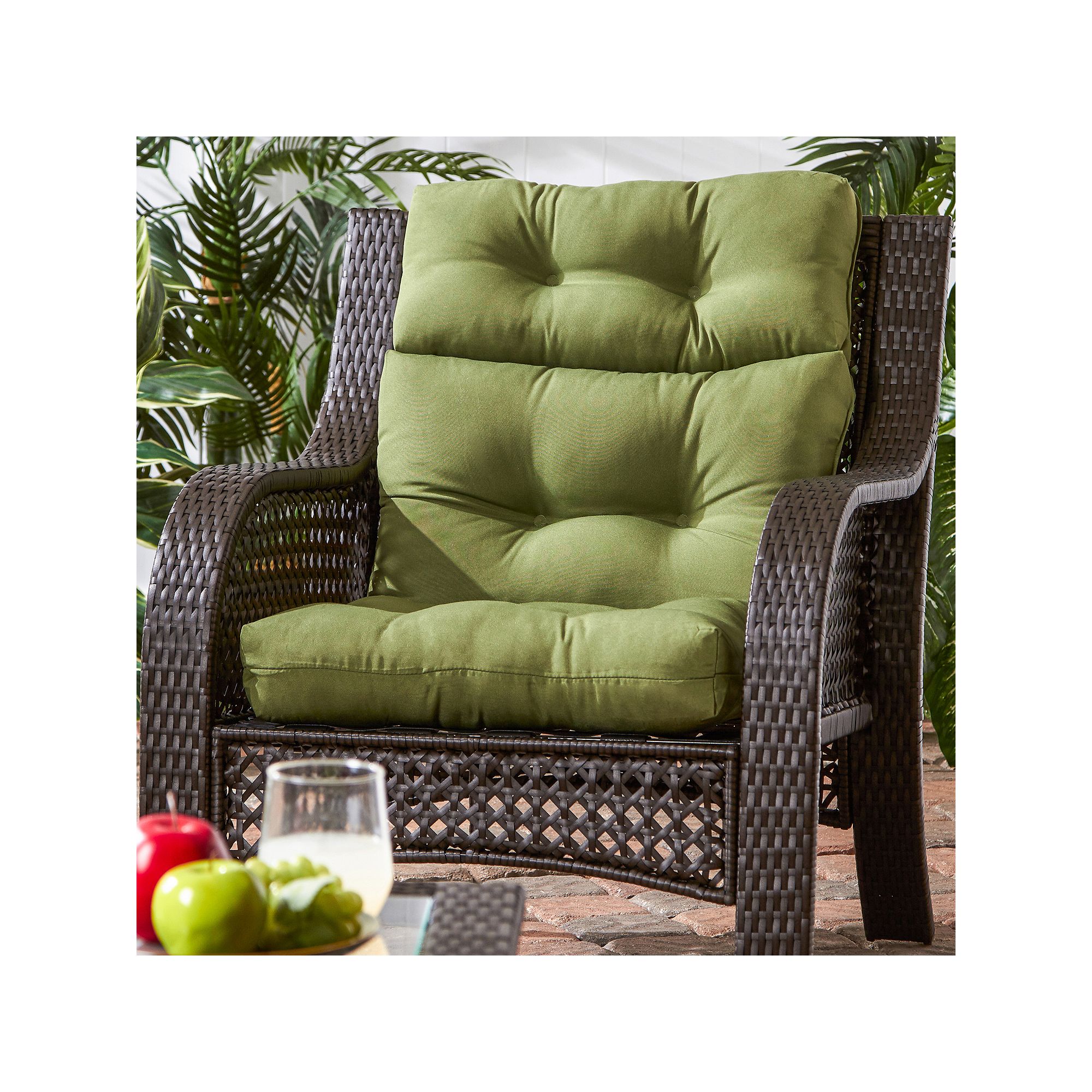Greendale Home Fashions Outdoor High Back Chair Cushion, Hunter Green