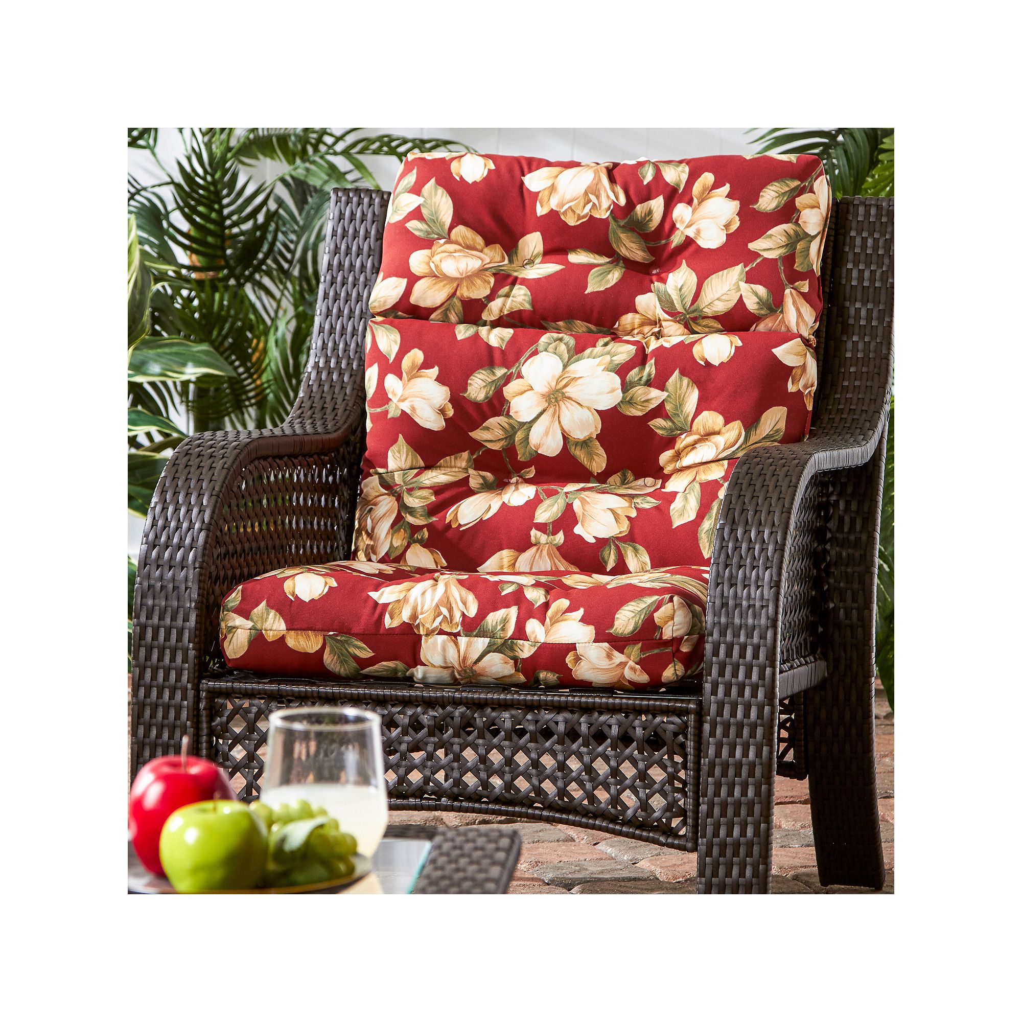Greendale Home Fashions Outdoor High Back Chair Cushion, Roma Floral