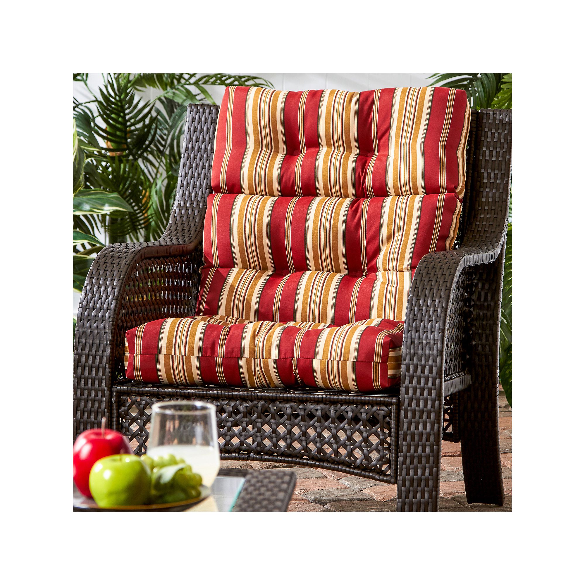 Greendale Home Fashions Outdoor High Back Chair Cushion, Roma Stripe