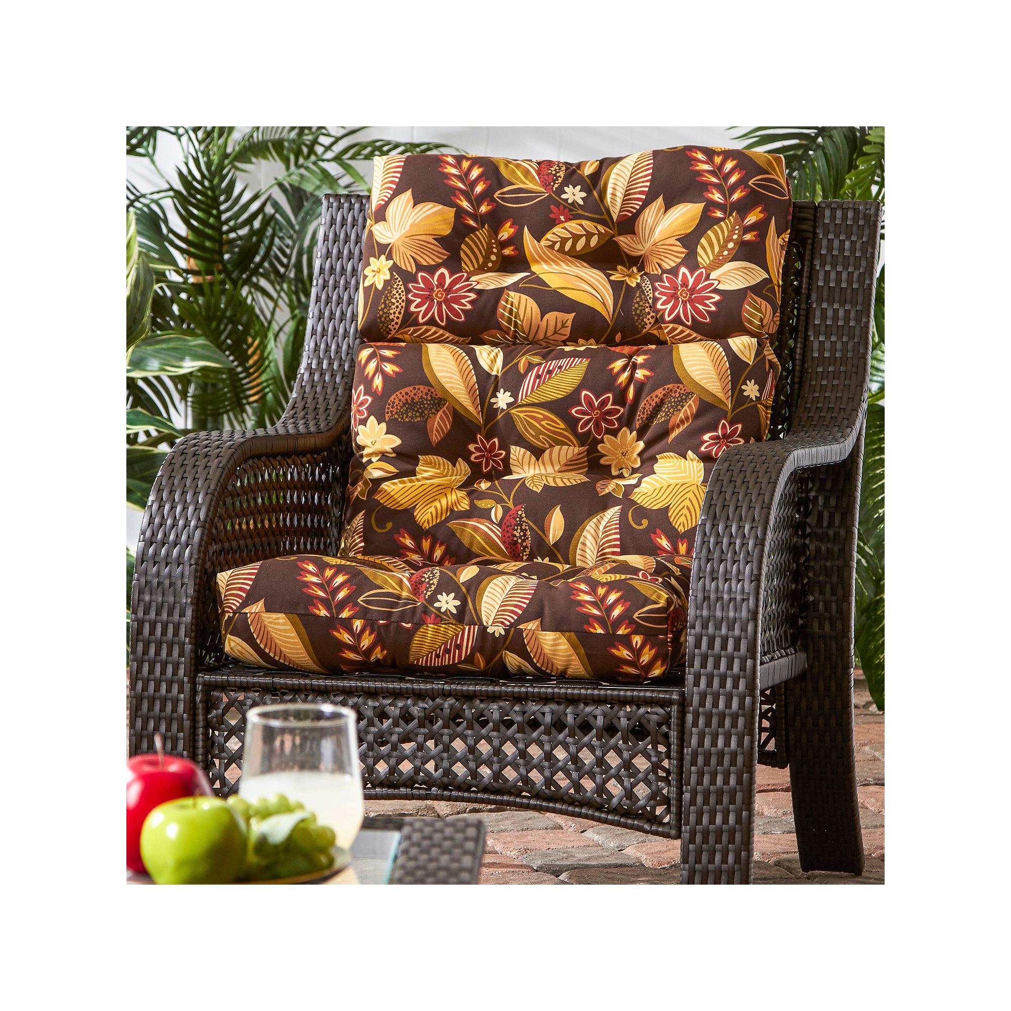 Greendale Home Fashions Outdoor High Back Chair Cushion, Timberland Floral