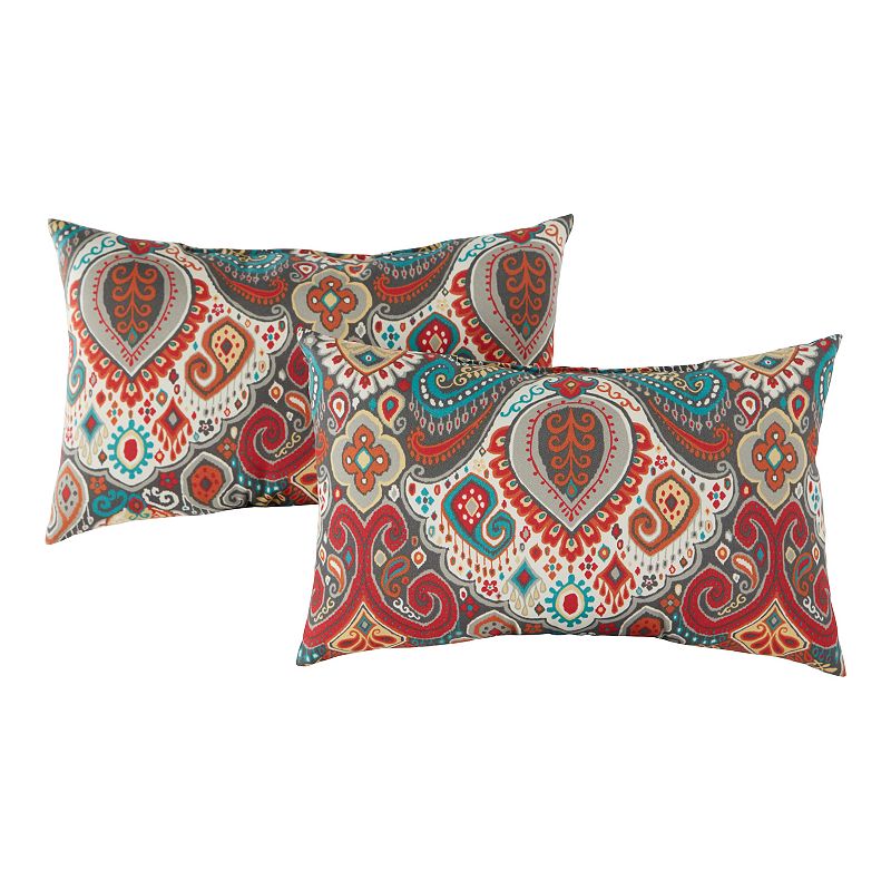 Greendale Home Fashions Outdoor 2-pack Oblong Throw Pillow Set, Multicolor,