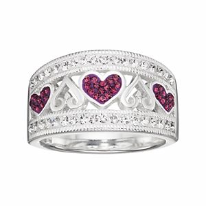 Silver Luxuries Silver Plated Crystal Heart Ring