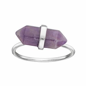 Healing Stone Silver Plated Amethyst Crystal Ring