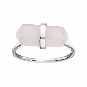 Healing Stone Silver Plated Rose Quartz Crystal Ring