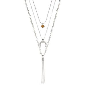 Jennifer Lopez Crescent & Tassel Layered Necklace