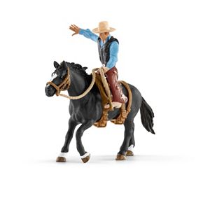 Farm World Saddle Bronc Riding with Cowboy Figure Set
