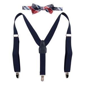 Boys Chaps 2-Piece Plaid Suspenders & Bow Tie Set