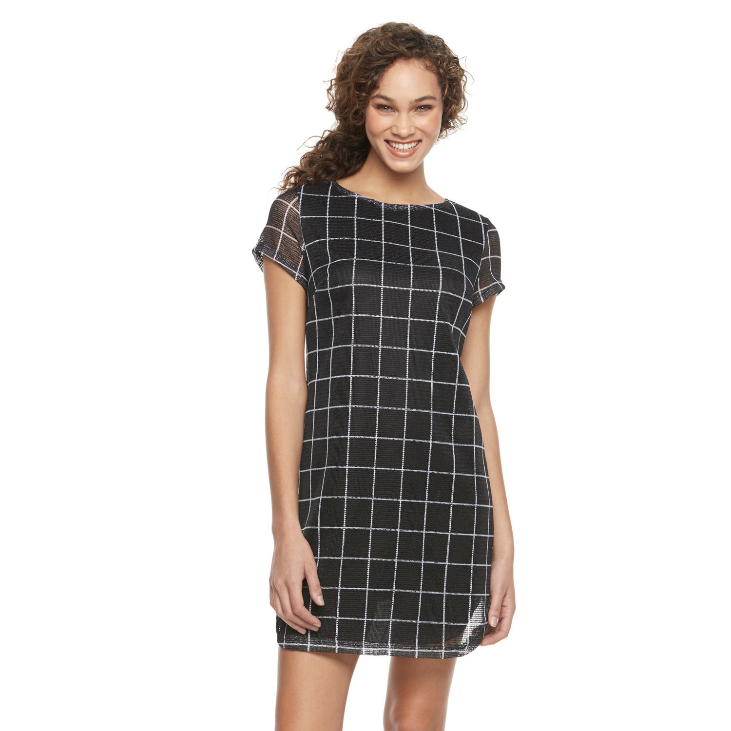 womens plaid sleeveless woven babydoll dress