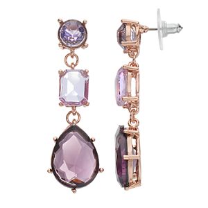 Jennifer Lopez Purple Geometric Stone Linear Drop Earrings