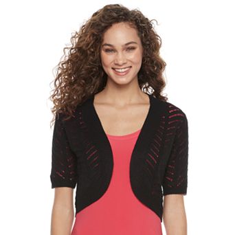 Women's Nina Leonard Crocheted Open-Work Shrug