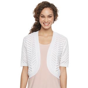 Women's Nina Leonard Crocheted Open-Work Shrug