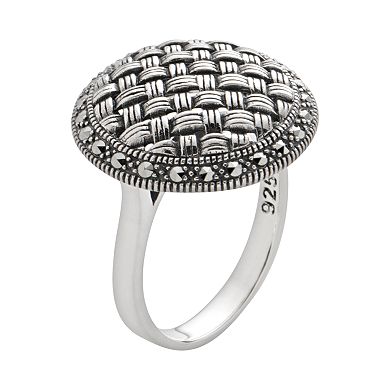 Lavish by TJM Sterling Silver Marcasite Woven Dome Ring
