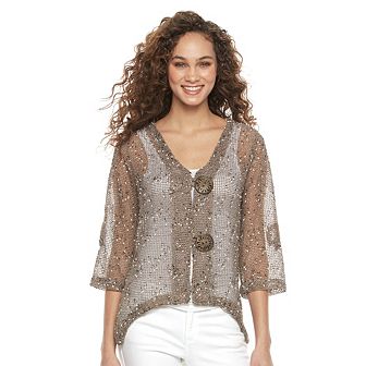 Women's Nina Leonard Button Knit Cardigan