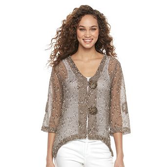 Women's Nina Leonard Button Knit Cardigan