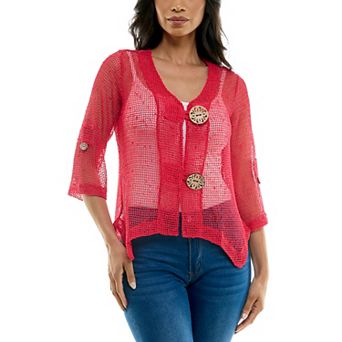 Women's Nina Leonard Button Knit Cardigan
