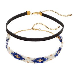 Mudd® Beaded & Faux Suede Choker Necklace Set