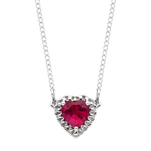 10k White Gold Lab-Created Ruby Heart Necklace