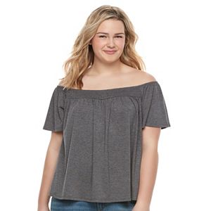 Juniors' Plus Size SO® Smocked Off The Shoulder Top!