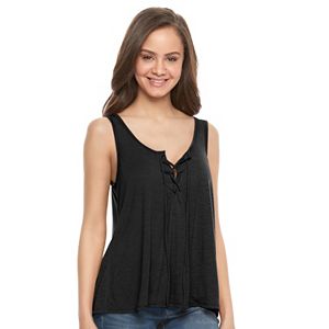 Juniors' SO® Lace-Up Front Tank
