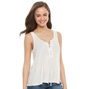 Juniors' SO® Lace-Up Front Tank