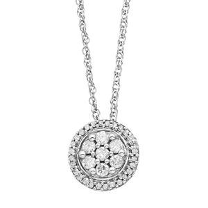 Sterling Silver 1/4 Carat T.W. Diamond Cluster Halo Pendant