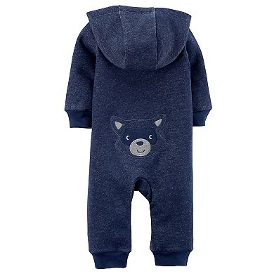 Baby Boy Carter's Raccoon Hooded Brushed Fleece Jumpsuit