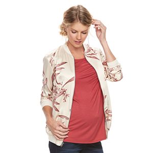 Maternity a:glow Floral Satin Bomber Jacket