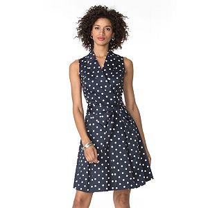 Women's Chaps Polka-Dot Sateen Dress