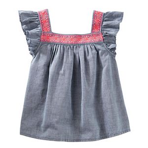 Toddler Girl OshKosh B'gosh® Embroidered Chambray Top