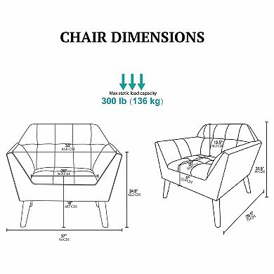 INK+IVY Newport Wide Mid-Century Modern Lounge Chair