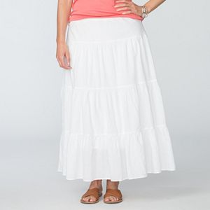 Plus Size Chaps Tiered Maxi Skirt