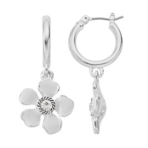 Napier Flower Drop Nickel Free Hoop Earrings