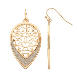 Glittery Filigree Nickel Free Teardrop Earrings