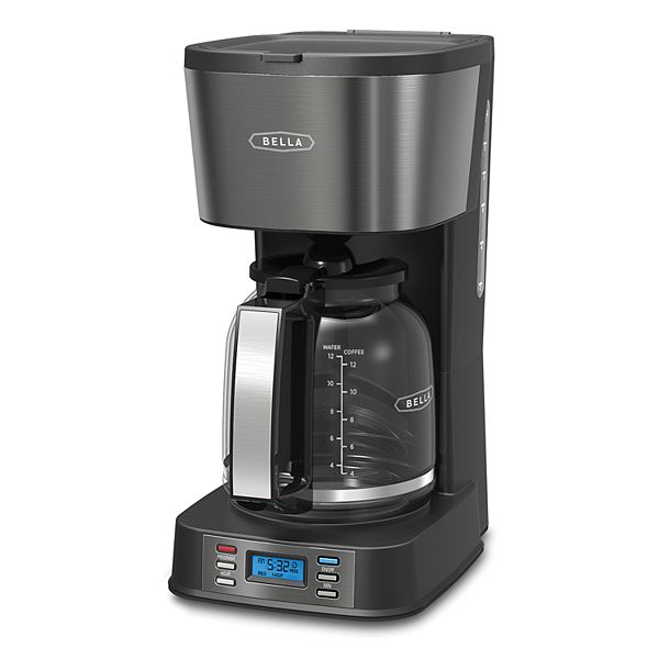 Bella Ultimate Elite Collection 12 Cup Programmable Black Stainless Steel Finish Coffee Maker