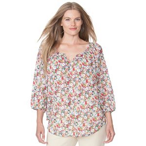Plus Size Chaps Printed Georgette Blouse