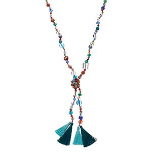 Dana Buchman Long Beaded & Knotted Tassel Necklace