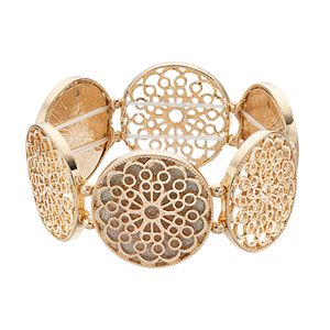 Glittery Flower Disc Stretch Bracelet