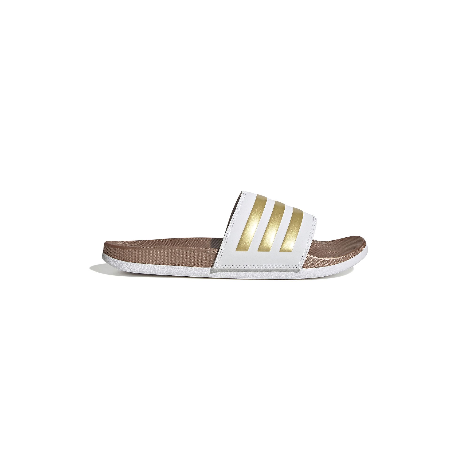 adidas adilette Cloudfoam Womens Slide Sandals, Size: 8, Matte Gold White