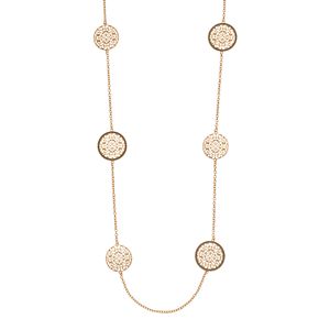 Glittery Filigree Disc Long Station Necklace