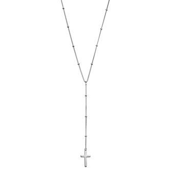 Argento Bella Sterling Silver Beaded Cross Y Necklace