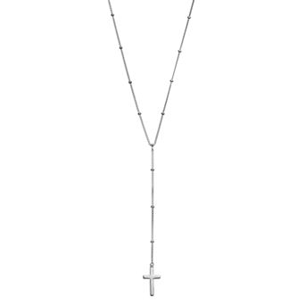 Argento Bella Sterling Silver Beaded Cross Y Necklace