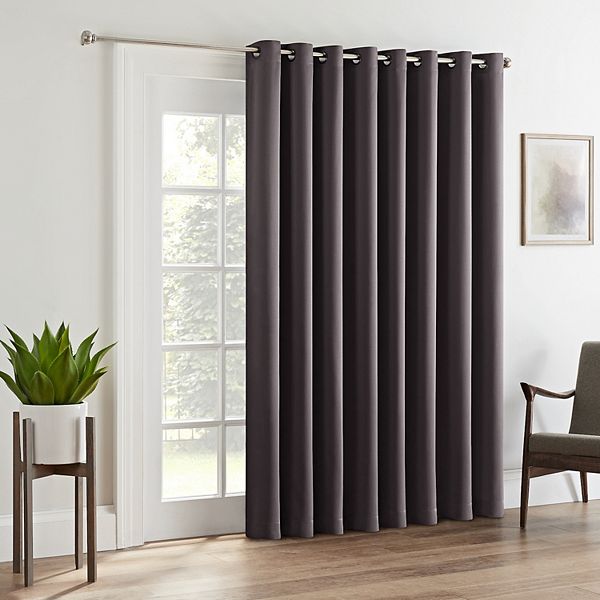 eclipse Tricia Room-Darkening 1-Panel Patio Door Curtain - Gray